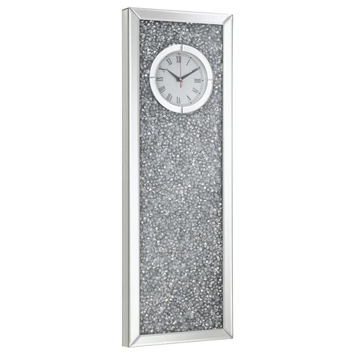 Minette - Crystal Inlay Rectangle Clock Mirror Unique Piece Furniture