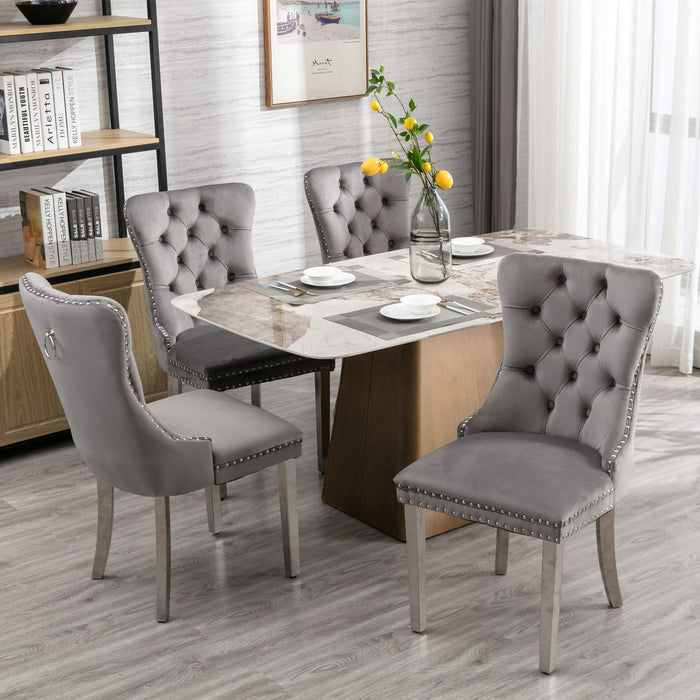 A&A Furniture Nikki Collection Modern - High-End Tufted Upholstered Dining Chair (Set of 2) - Gray