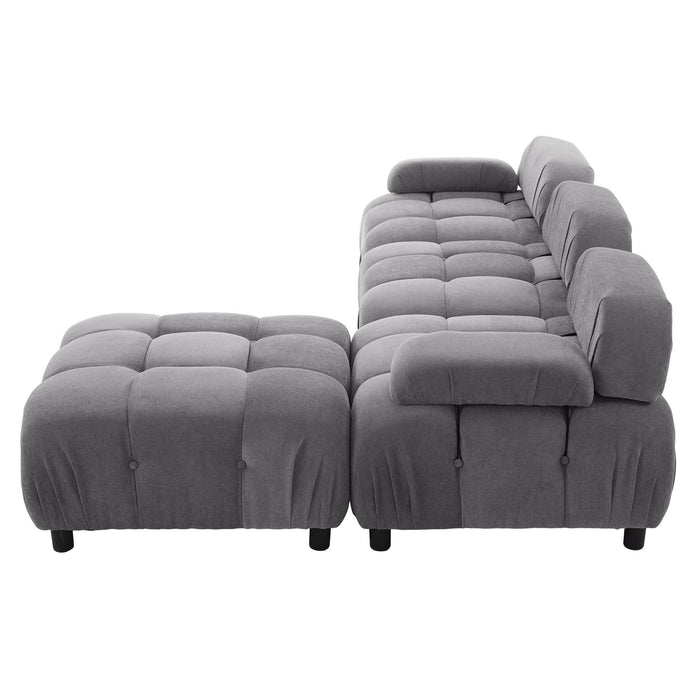 U_Style Upholstery Modular Convertible Sectional Sofa, L Shaped Couch With Reversible Chaise - Grey