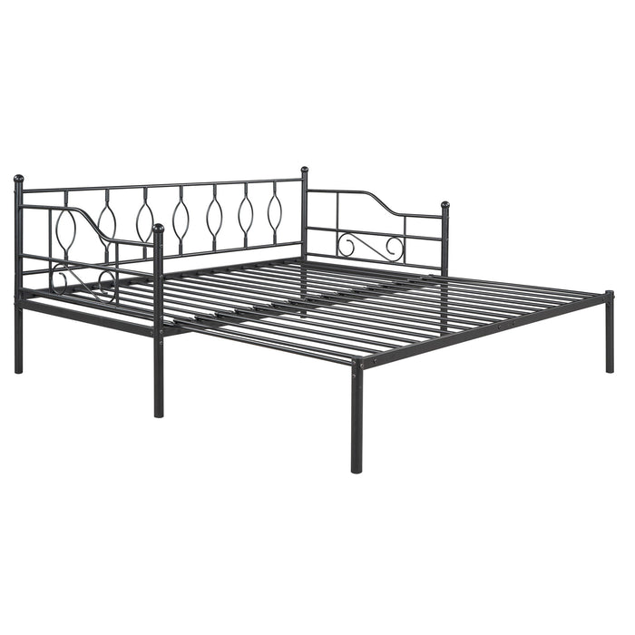 Twin Size Metal Daybed With Trundle, Daybed With Slat No Box Required Black