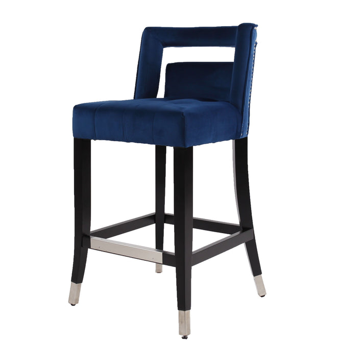 Suede Velvet Barstool With Nailheads Living Room Chair (Set of 2) - 26" Seater Height