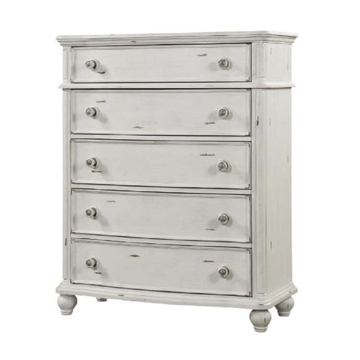 Jaqueline - Chest - Light Gray Linen & Antique White Finish Unique Piece Furniture