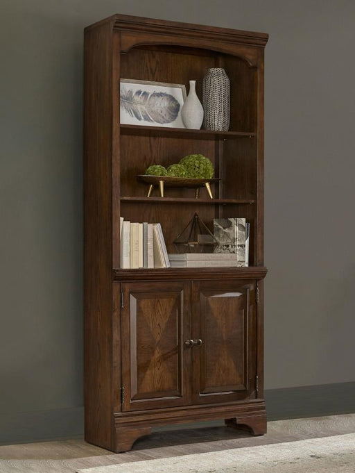 Hartshill - Bookcase With Cabinet - Burnished Oak Unique Piece Furniture