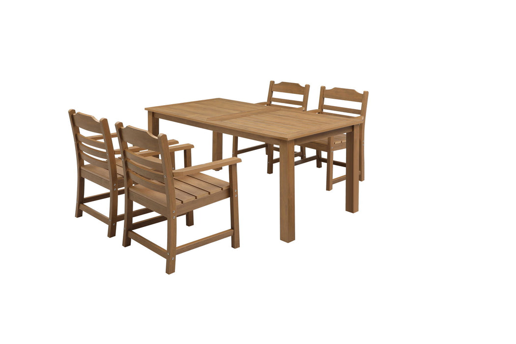 Hips Dining Set, 5 Pieces (4 Dinning Chair + 1 Dining Table), Outdoor / Indoor Use - Teak
