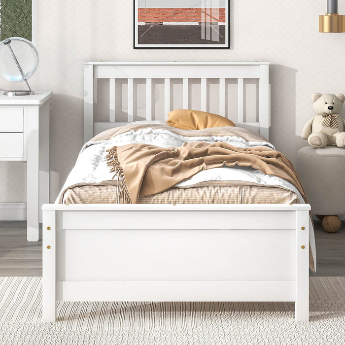 Twin Bed With Headboard And Footboard With Nightstand - Wite