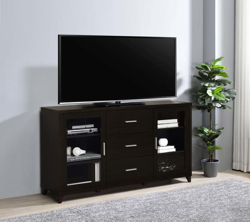 Lewes - 2-Door TV Stand With Adjustable Shelves - Cappuccino Unique Piece Furniture