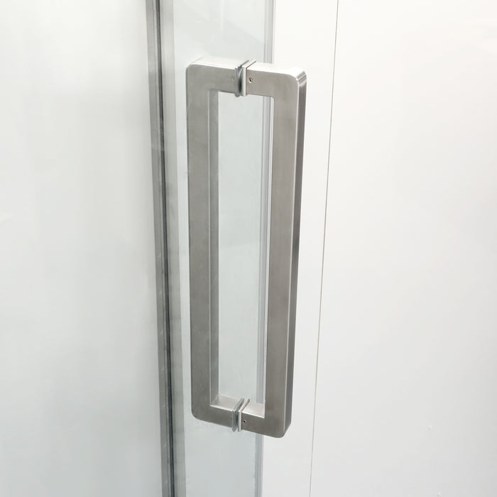 Shower Door 34 1/8" X 72" Semi Frameless Neo Angle Hinged Shower Enclosure, Brushed Nickel