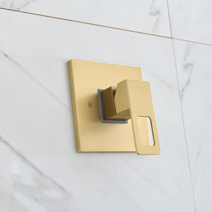 Complete Shower System With Rough In Valve - Gold