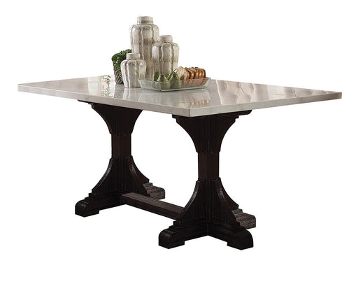 Gerardo - Dining Table - White Marble & Weathered Espresso - 30" Unique Piece Furniture
