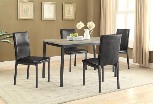 Garza - 5 Piece Dining Room Set - Weathered Gray And Black Unique Piece Furniture