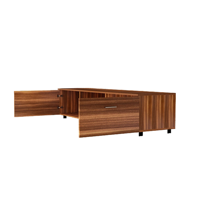 Tv Stand For 70" Tv Stands - Media Console Entertainment Center Television Table - 2 Storage Cabinet With Open Shelves For Living Room - Bedroom - Walnut
