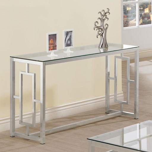 Merced - Rectangle Glass Top Sofa Table - Nickel Unique Piece Furniture