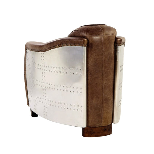 Brancaster - Chair - Retro Brown Top Grain Leather & Aluminum Unique Piece Furniture