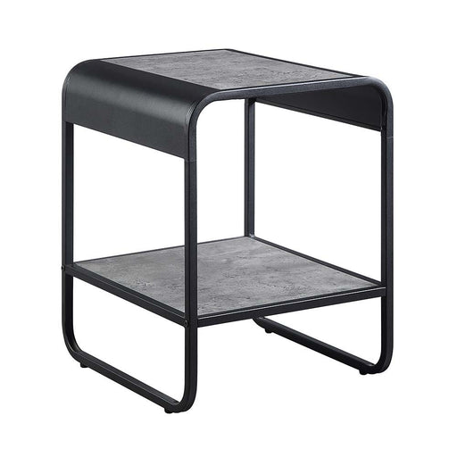 Raziela - End Table - Concrete Gray & Black Finish - 21" Unique Piece Furniture