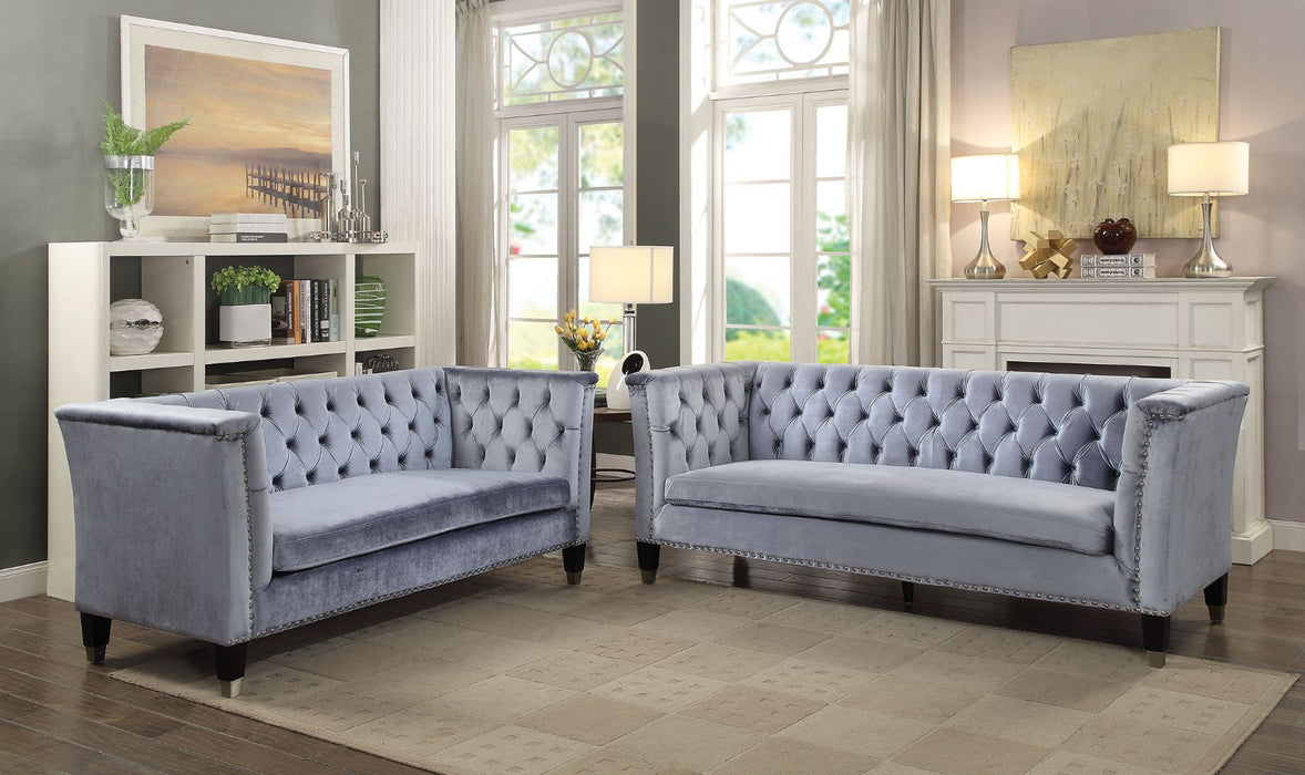 Honor - Sofa - Blue-Gray Velvet Unique Piece Furniture
