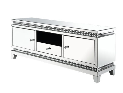 Lotus - TV Stand - Mirrored & Faux Crystals Unique Piece Furniture