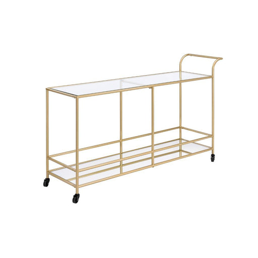 Kenda - Serving Cart - Clear Glass, Mirrored & Gold Unique Piece Furniture