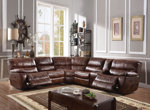 Brax - Sectional Sofa - 2-Tone Brown Leather-Gel Unique Piece Furniture