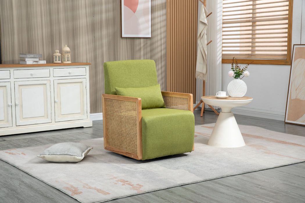 Coolmore Modern Comfortable Upholstered Accent Chair / Linen Accent Chair With Ottoman For Living Room, Bedroom - Green