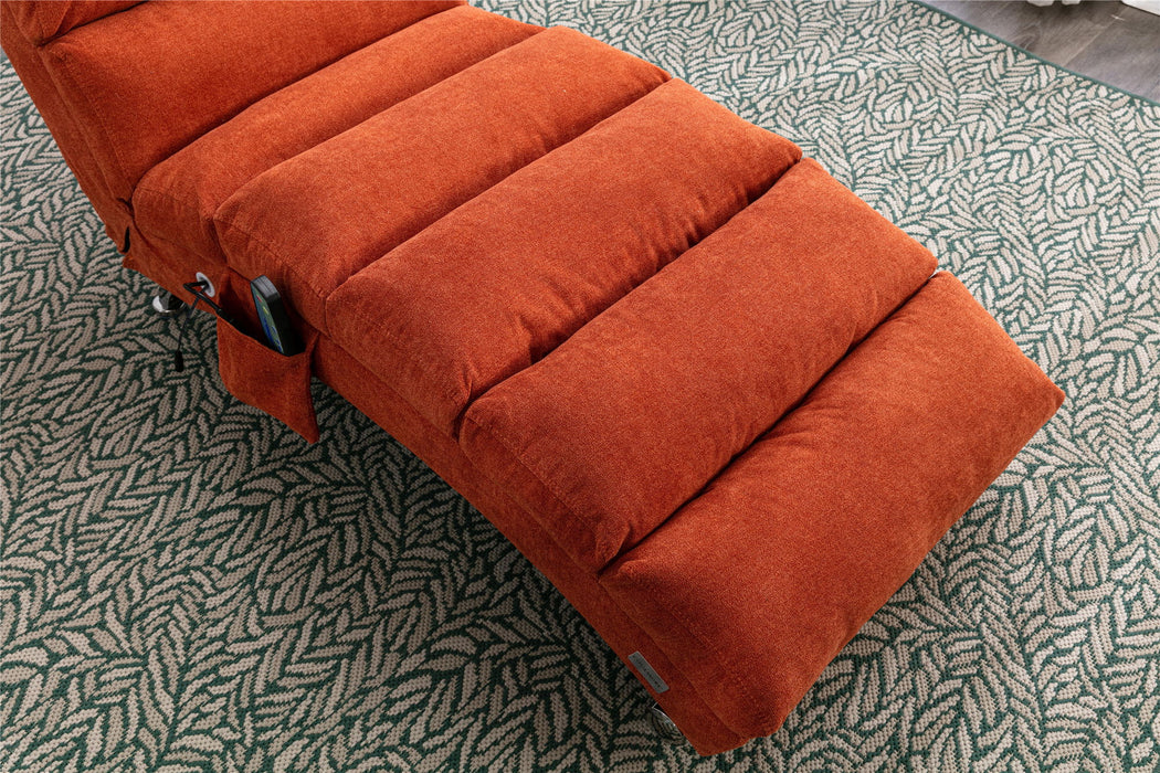 Coolmore Linen Chaise Lounge Indoor Chair, Modern Long Lounger For Office - Orange