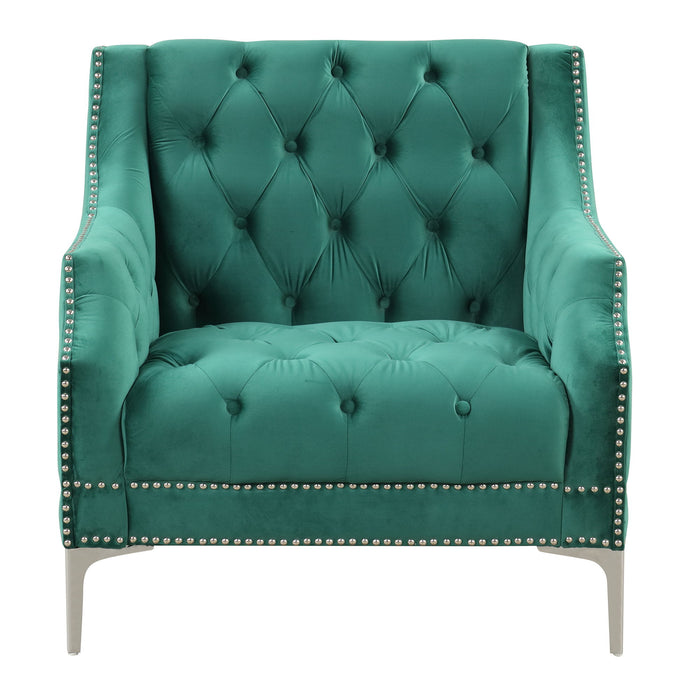 33.5" Modern Sofa Dutch Plush Upholstered Sofa With Metal Legs, Button Tufted Back Green