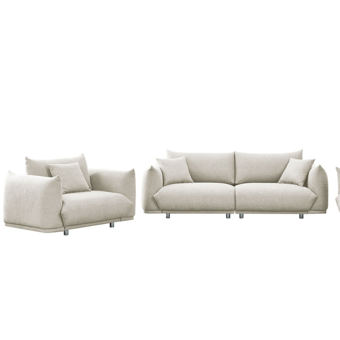 3 Seater + 1 Seater Combination Sofa Modern Couch For Living Room Sofa, Solid Wood Frame And Stable Metal Legs, 3 Pillows, Sofa Furniture For Apartment
