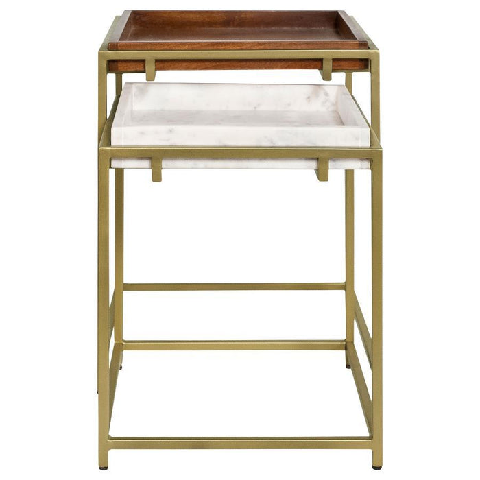 Bolden - 2 Piece Square Nesting Table With Recessed Top - Gold