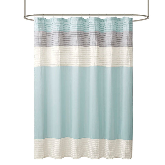 Faux Silk Shower Curtain - Aqua