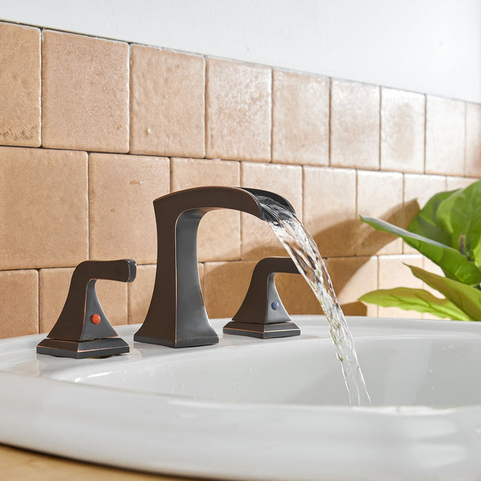 8 In. Widespread 2 Handle Waterfall Bathroom Sink Faucet In Oil Rubbed Bronze