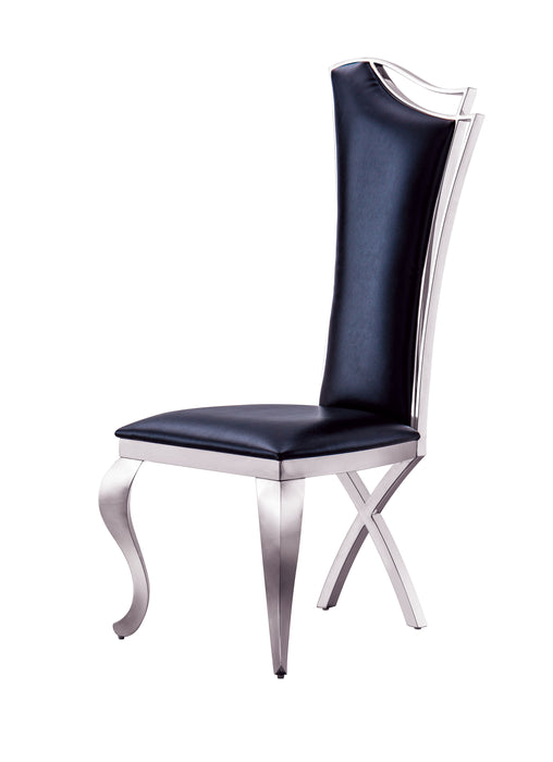 Leatherette Unique Design Backrest Dining Chair, Steel Legs (Set of 2)
