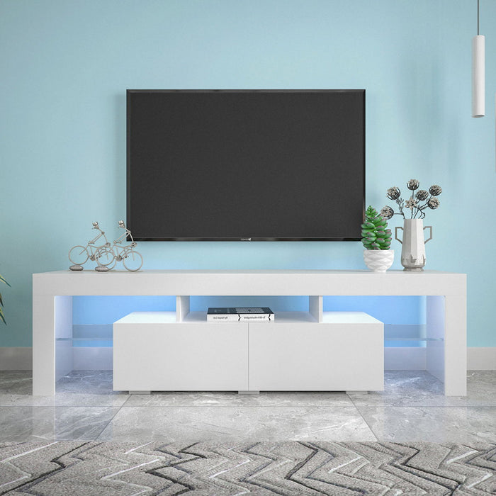 Modern Tv Stand - 20 Colors LED Tv Stand With Remote Control Lights - White
