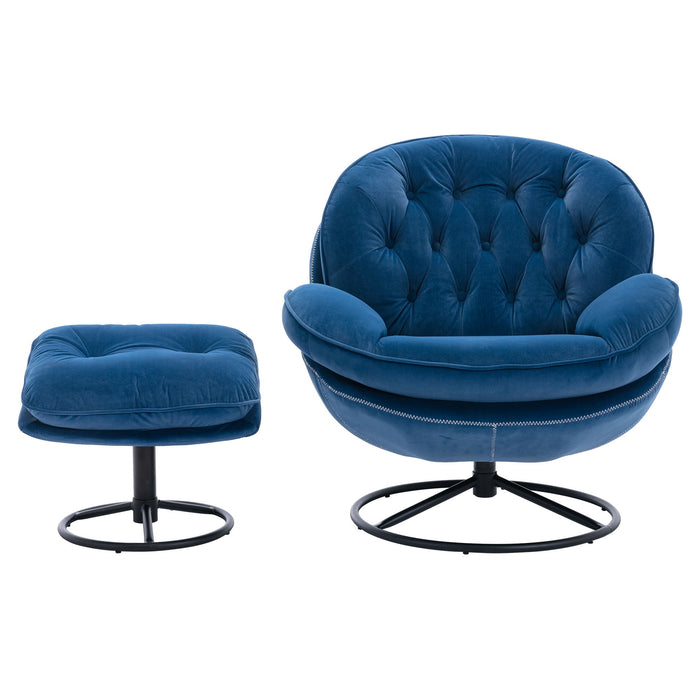 Accent Chair TV Chair Living Room Chair With Ottoman - Blue