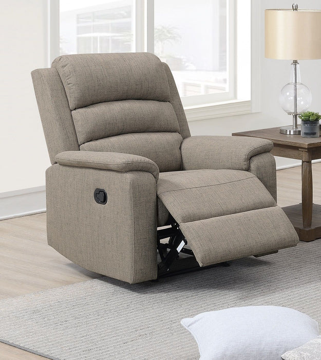 Modern Light Brown Color Burlap Fabric Recliner Motion Recliner Chair 1 Piece Couch Manual Motion Living Room Furniture