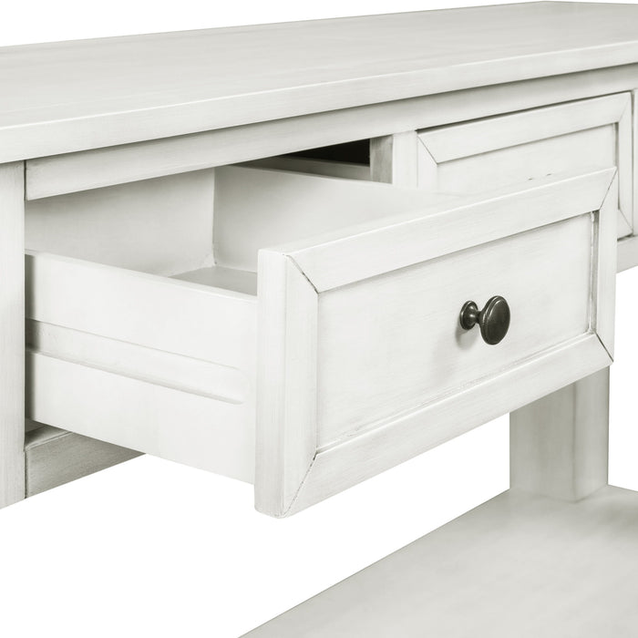 U_Style Modern Console Table Sofa Table For Living Room With 3 Drawers And 1 Shelf - Retro White