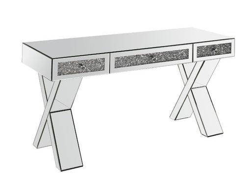 Noralie - Writing Desk - Clear Glass, Mirrored & Faux Diamonds - 32" Unique Piece Furniture