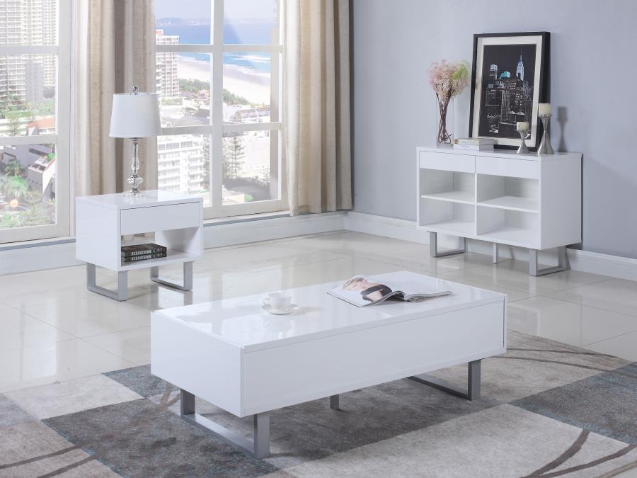 Atchison - 2-Drawer Coffee Table - High Glossy White Unique Piece Furniture
