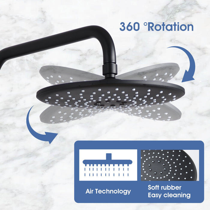 Handshower Shower Head With Handheld Shower System With 8" Rain Shower Headrain Shower System Dual Shower Combo Matte Black
