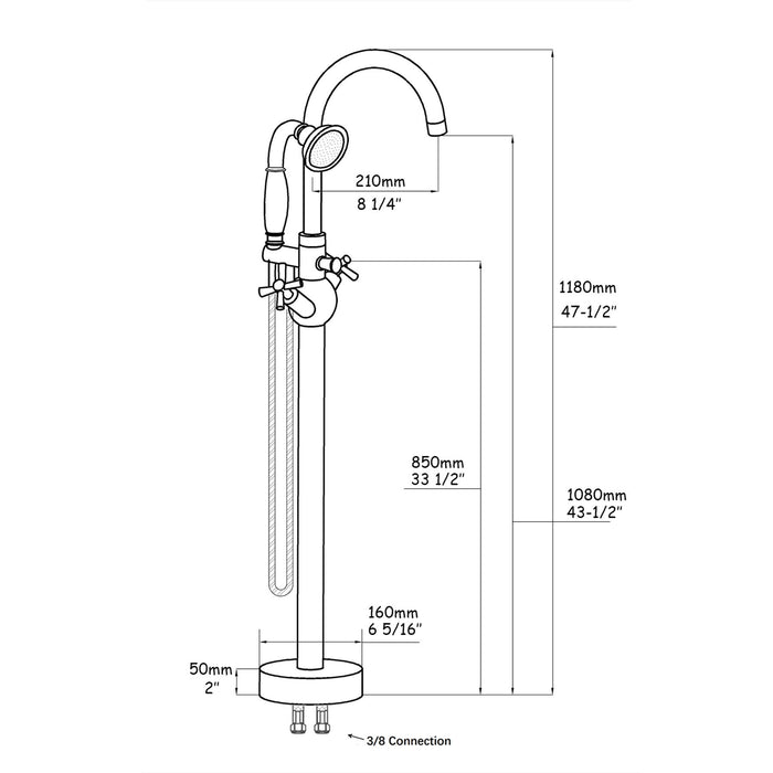Freestanding Faucet - 8" H - Metal