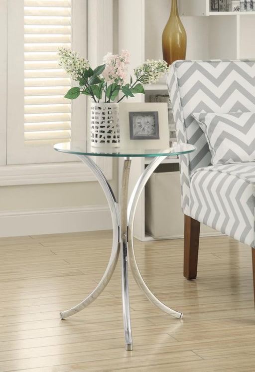 Eloise - Round Accent Table With Curved Legs - Chrome Unique Piece Furniture