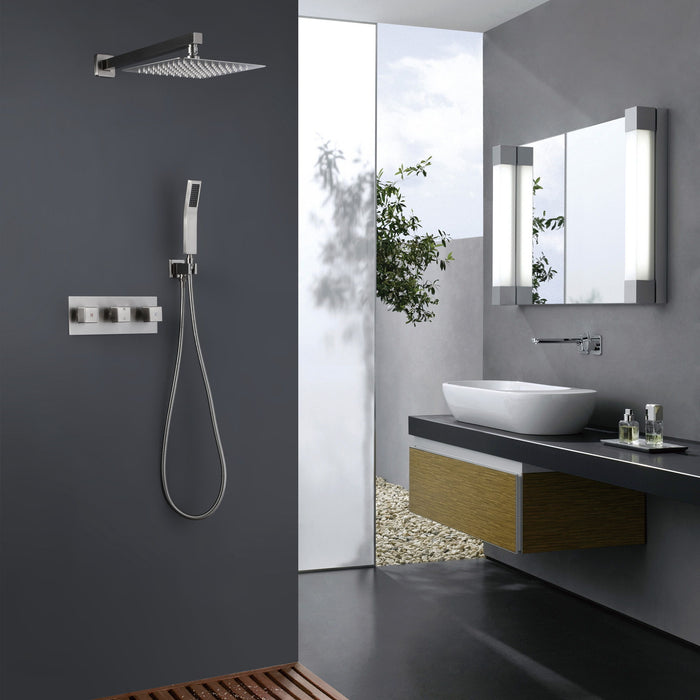 Trustmade 2 Functions Complete Shower Fixtures, 3 Knob Handles Complete Shower Systems, 10 Inches Brushed Nickel