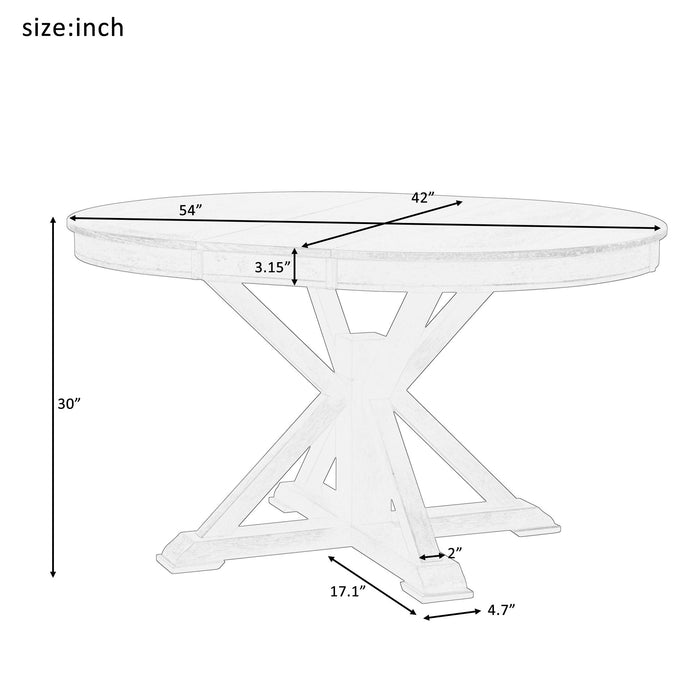 Trexm Retro Functional Extendable Dining Table With Leaf For Dining Room And Living Room (Natural Wood Wash)