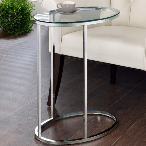 Kyle - Oval Snack Table - Chrome And Clear Unique Piece Furniture