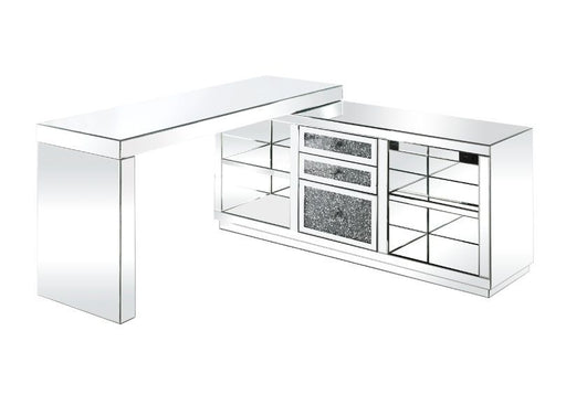 Noralie - Desk - Clear Glass, Mirrored & Faux Diamonds Unique Piece Furniture