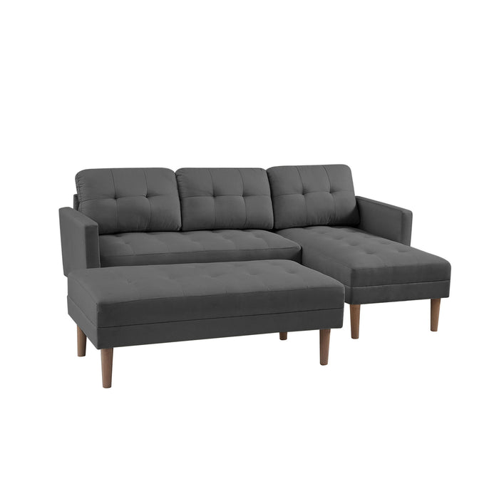 Right Facing Sectional Sofa Bed, L - Shape Sofa Chaise Lounge With Ottoman Bench - Grey