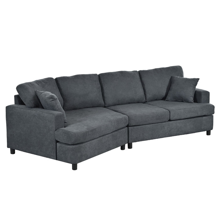 U_Style 3 Seat Streamlined Sofa With Removable Back And Seat Cushions And 2 Pillows, For Living Room, Office