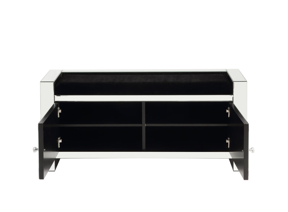 Acme Noralie Bench With Storage Mirrored & Faux Diamonds
