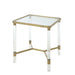 Penstemon - End Table - Clear Acrylic, Gold Stainless Steel & Clear Glass Unique Piece Furniture