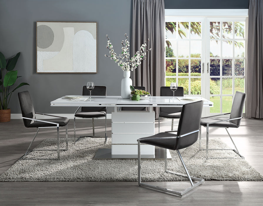 Acme Kameryn Dining Table With Butterfly Leaf, White High Gloss Finish