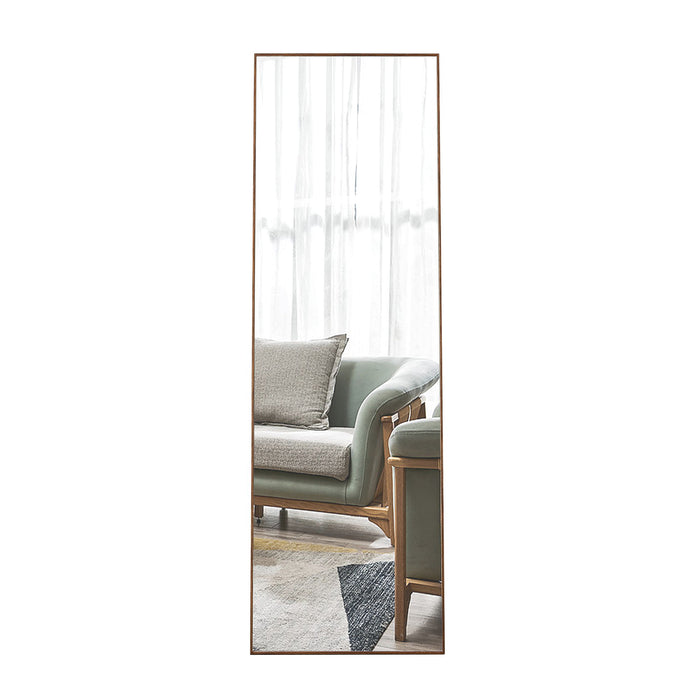Brown Solid Wood Frame Full-Length Mirror, Dressing Mirror, Decorative Mirror, Clothing Store, Floor Mounted Large Mirror, Wall Mounted