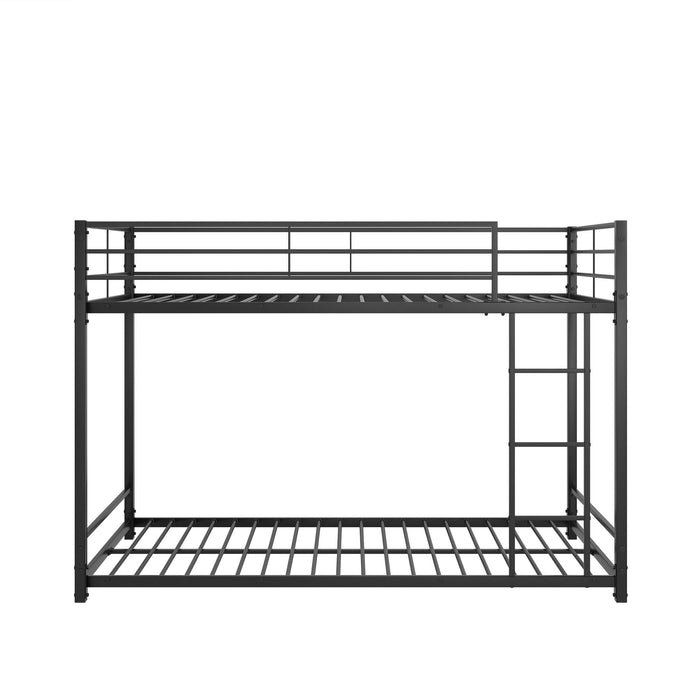 Metal Bunk Bed Twin Over Twin, Bunk Bed Frame With Safety Guard Rails, Heavy Duty Space - Saving Design, Easy Assembly Black